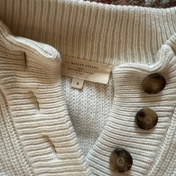 Striped Cream and Black Button-Up Sweater - Picture 5 of 5